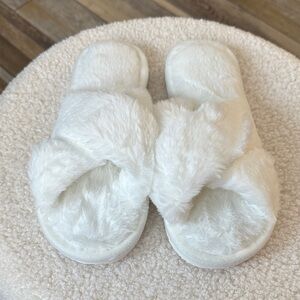 Cozy White Furry Slippers